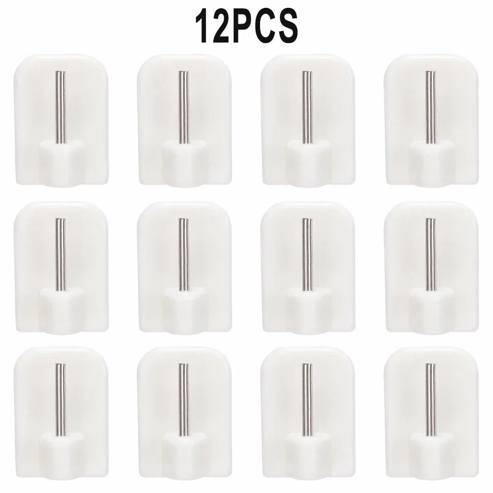 Ganchos de cortina duraderos, soporte autoadhesivo de acero inoxidable + PVC blanco, 4/8/12 Uds., gancho para barra de cortina, almacenamiento para el hogar: plum