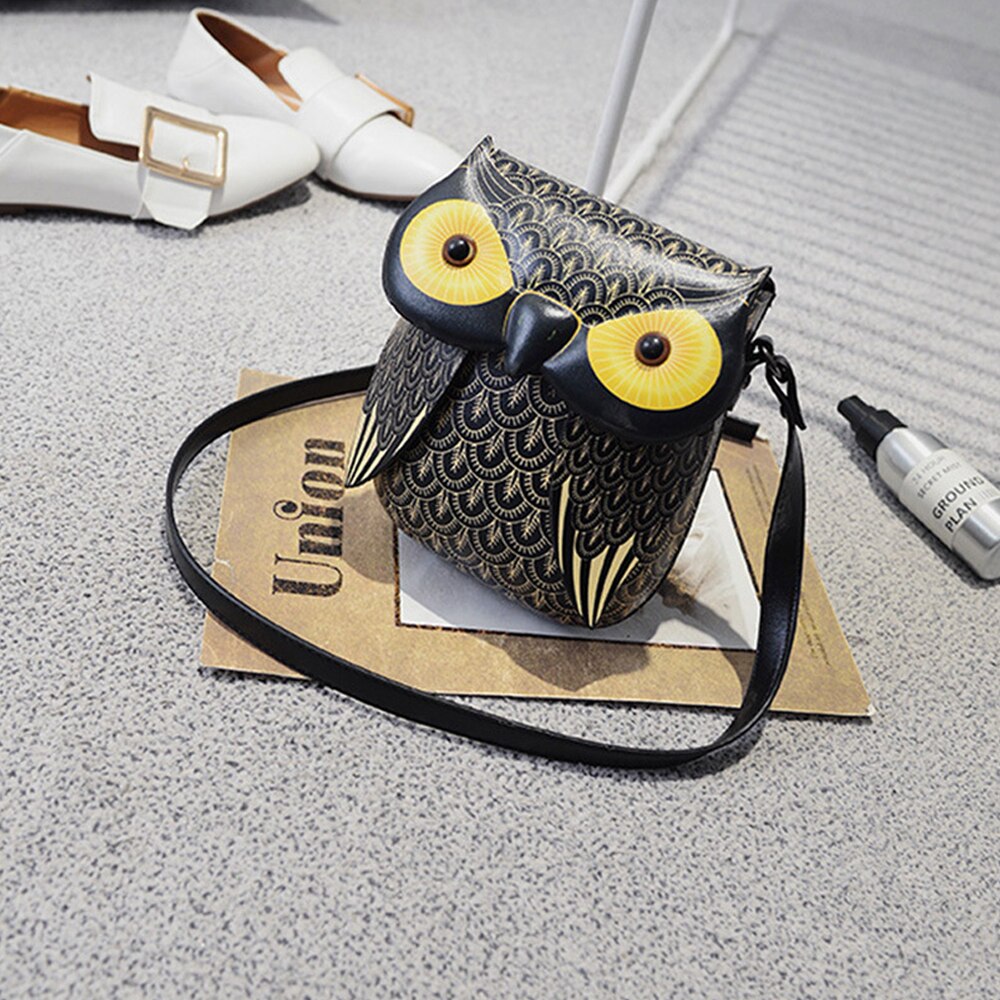 Mini sac à bandoulière en cuir pour femmes, Animal mignon, sacoche à épaule, dessin animé hibou, sacs créatifs pour filles, bourse en polyuréthane, QF Unique