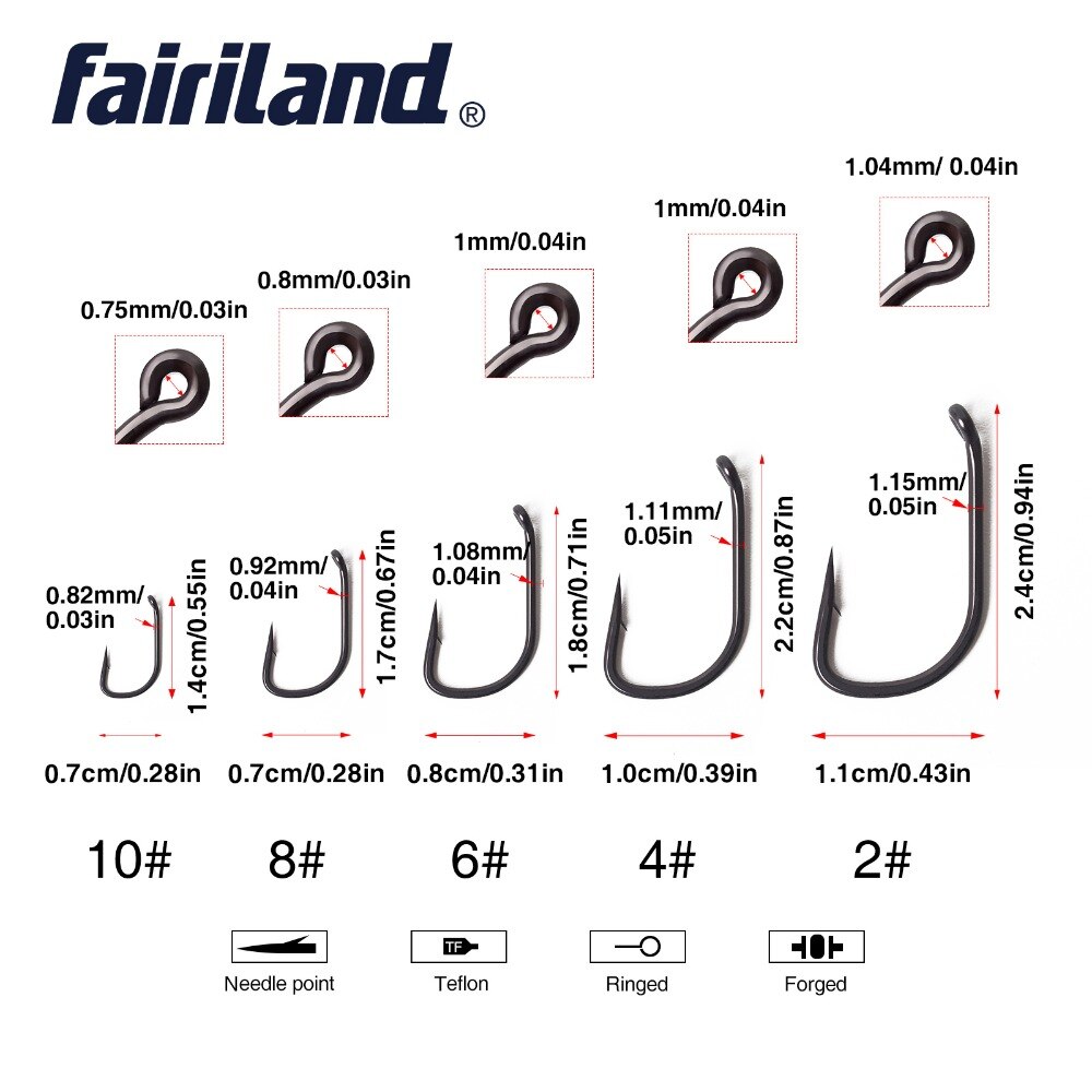 100Pcs/lot barbed fishing hooks TFSH-B fishhooks 2# 4# 6# 8# 10# Black TEFLON Coated high carbon steel Carp Fishing Hook 50 PCS