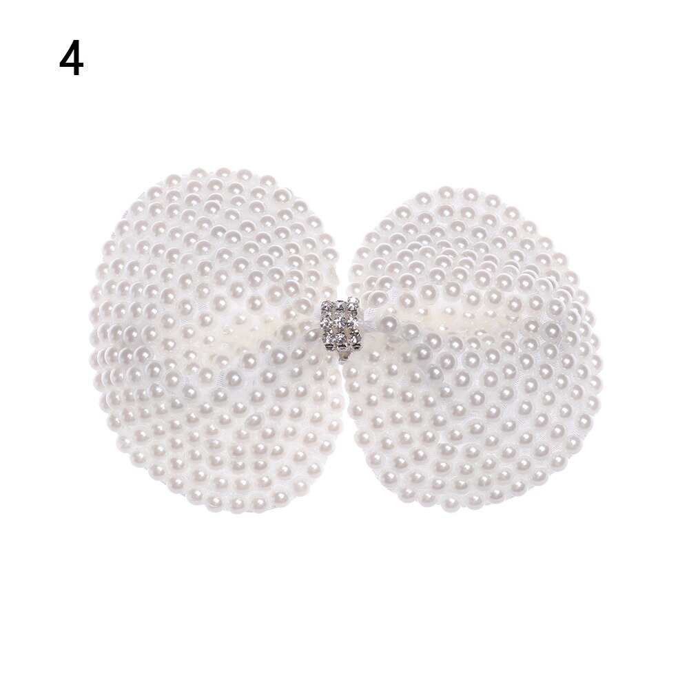 Pince à cheveux perle blanche pour filles | 1 pièce, avec couches de Boutique en strass, nœuds centraux, épingles à cheveux, accessoires pour cheveux: 4