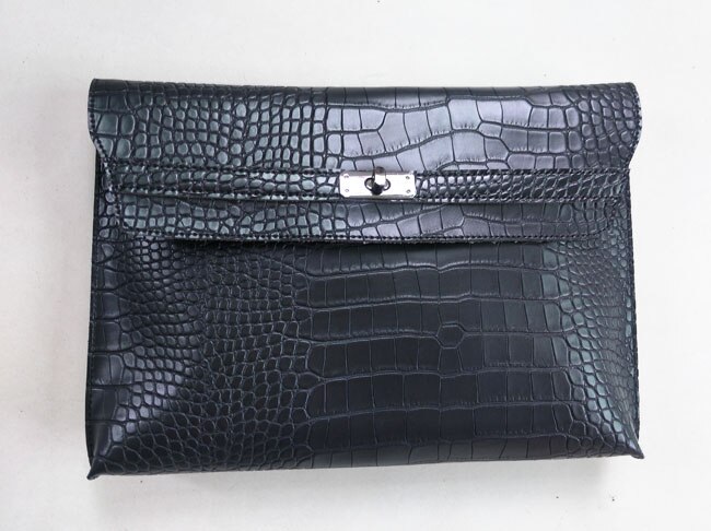 Pu leather notebook nettbrettveske laptop koffert manager bag kontordokumenter bag for ipad nettbrett med lomme inni: Krokokort