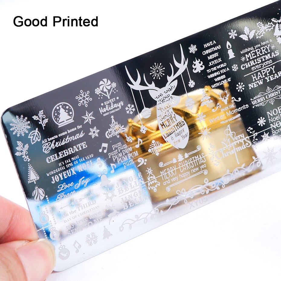 1 stk jule nail art stempling plater snøflak bokstaver blader negle stempel maler polish sjablonger manikyr trxy 01-08