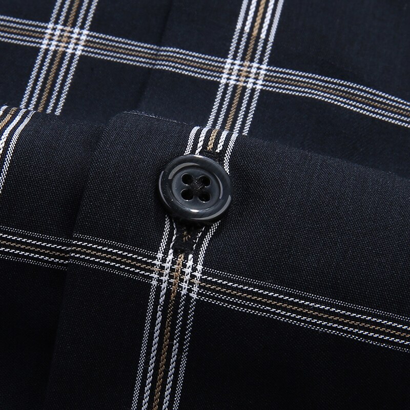 Plus Size 7XL 8XL Men's Shirt Summer Short Sleeve Plaid Loose Business Casual High Male Brand Shirt Black White