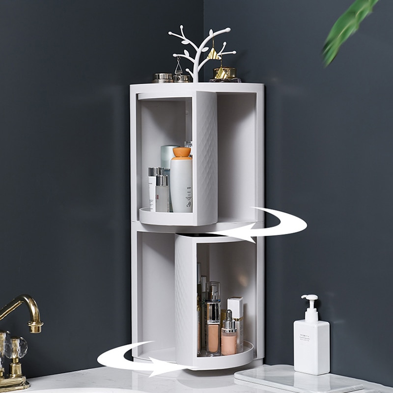 Rotating Triangle Shelf Corner Storage Cabinet Kitchen Wall-Mounted Bathroom Storage Waterproof Bathroom Accessories