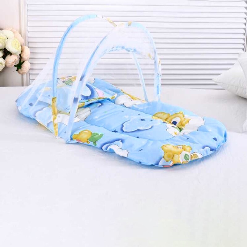 Dobrável portátil bebê crianças infantil cama dot zíper mosquiteiro tenda berço dormir almofada dobrável mosquiteiro net