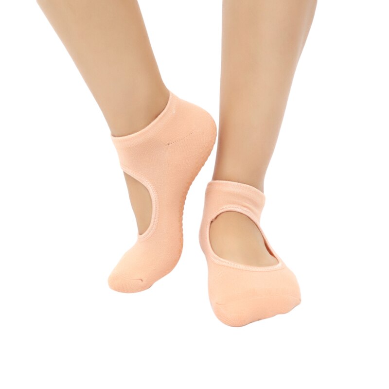 Sportsockor andas bomullsblandade yogasockor för balle dance fitness sportkläder tillbehör korta båtstrumpor: Hudfärg