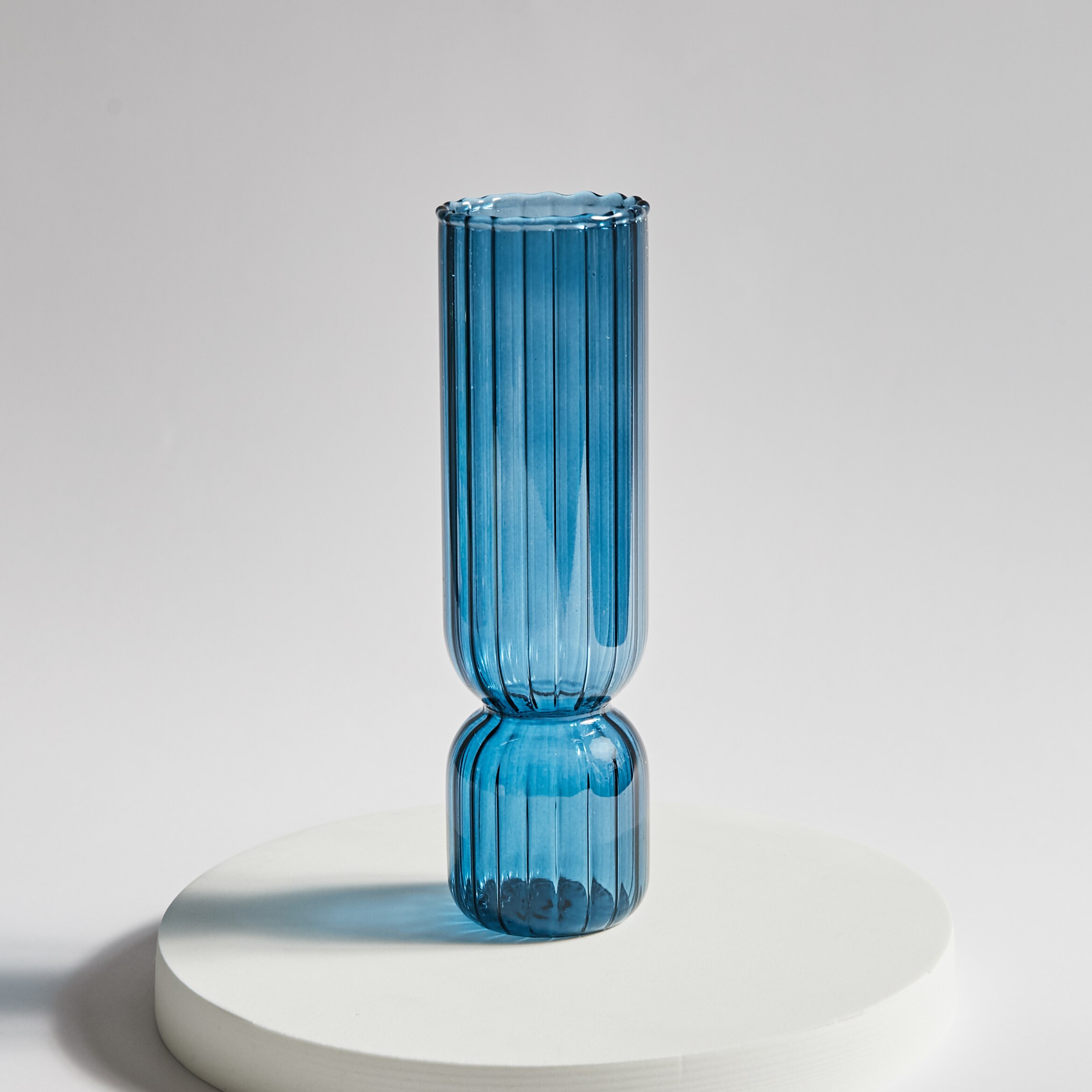 Nordisk glassvase små glassvaser blomsteroppsats hjemmedekorasjon tilbehør moderne stue glass ornament: Havblått