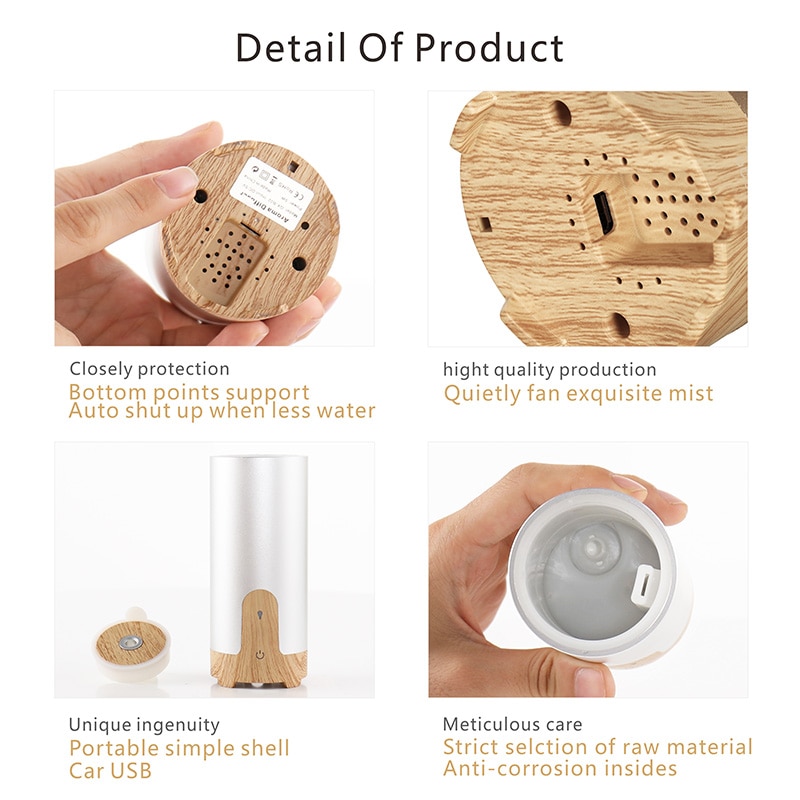 GX.Diffuser Portable Car USB Ultrasonic Humidifier Essential Oil Diffuser Aroma Diffuser Air Purifier Aromatherapy Mist Maker