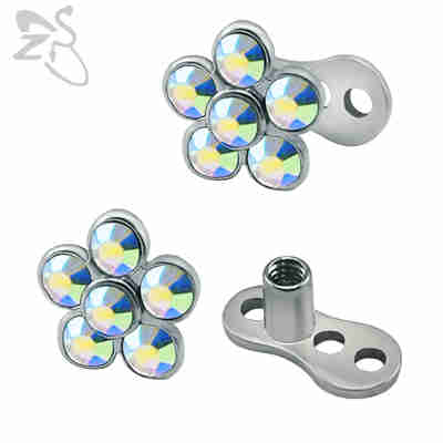 ZS micro dérmica Piercing Acero inoxidable Zirconia colorida con anclaje dérmico Piercings Top con anclaje dérmico piel Piercing de la superficie del buzo: I