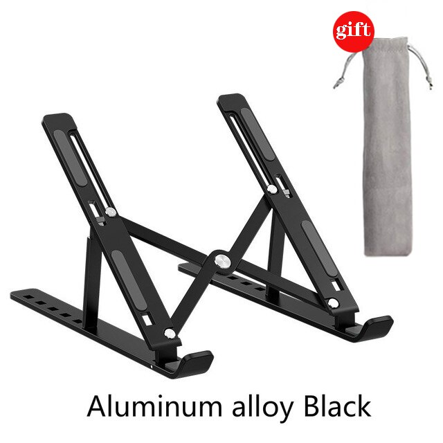 Laptop Holder for MacBook AirPro Adjustable Foldable Aluminium Alloy Support Base Notebook ,Laptop Stand for PCNotebook: Aluminum Black