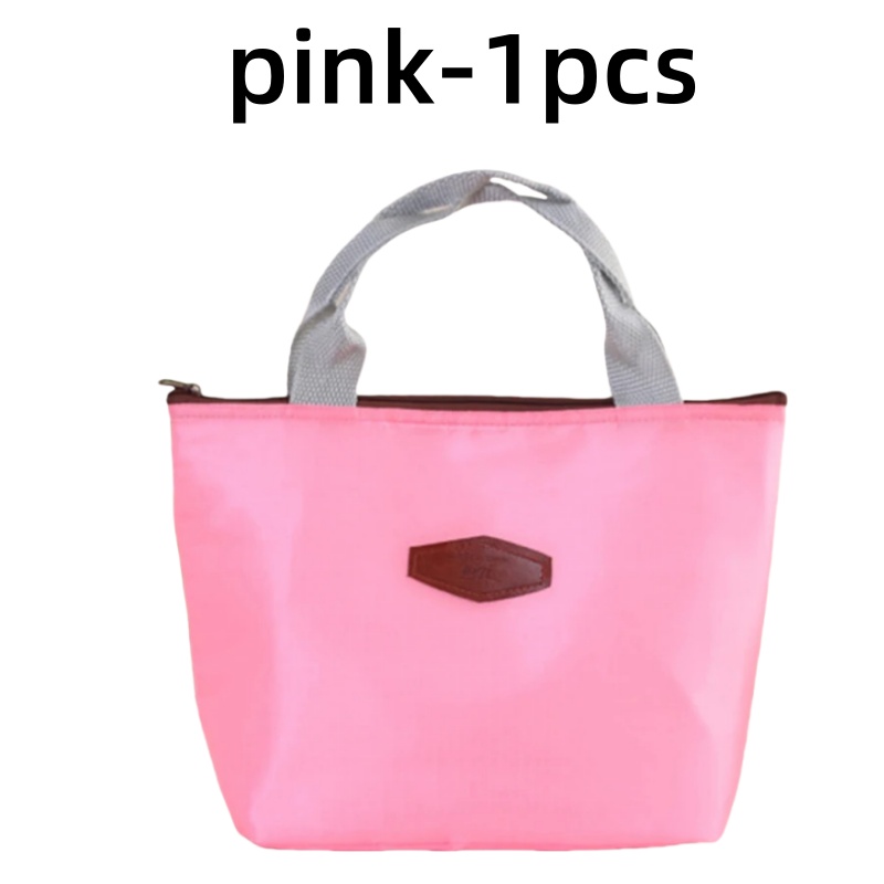 Portable Insulated Lunch Box, Cold Food Cooler, Thermal Bag, Insulated Lunch Box, Picnic Handbag, Cooler bag, Solid Color: Pink