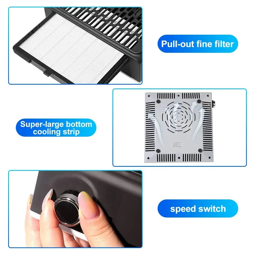 100W krachtige nagelstofafscheider absorber voor manicure geluidsarm professionele nagelstofzuiger stofafzuiger voor acryl