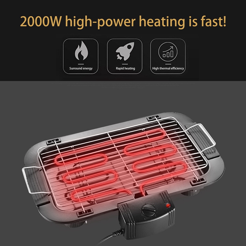 Portable 2000W Household Electric Oven Smokeless Indoor BBQ Machine Hotplate Korean Barbecue Grill Meat Pan for Party Home