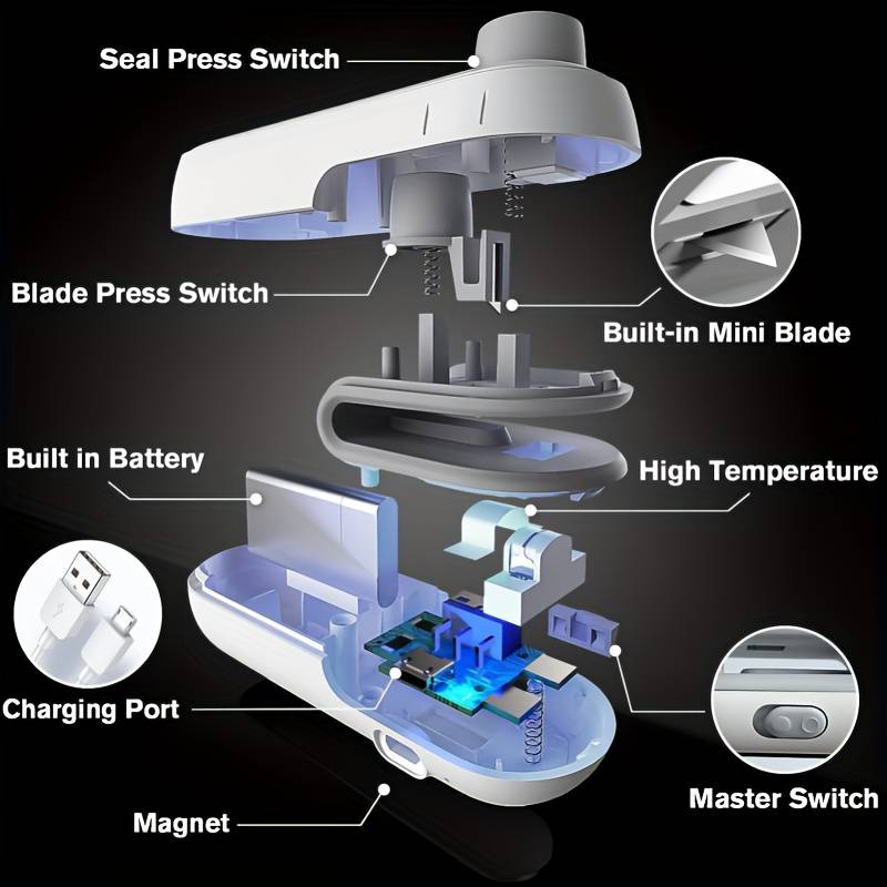 Mini scelleuse thermique Portable 2 en 1, pour collations, usage domestique, rechargeable, scelleuse sous vide, pour collations, sac en plastique