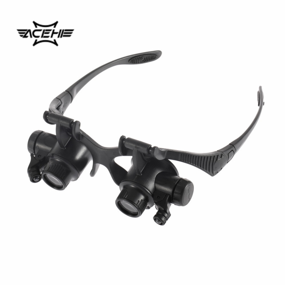 Newest 10X 15X 20X 25X LED Glasses Jeweler Watch Repair Magnifier Magnifying Double Eye Glasses Loupe Lens Measurement Tools