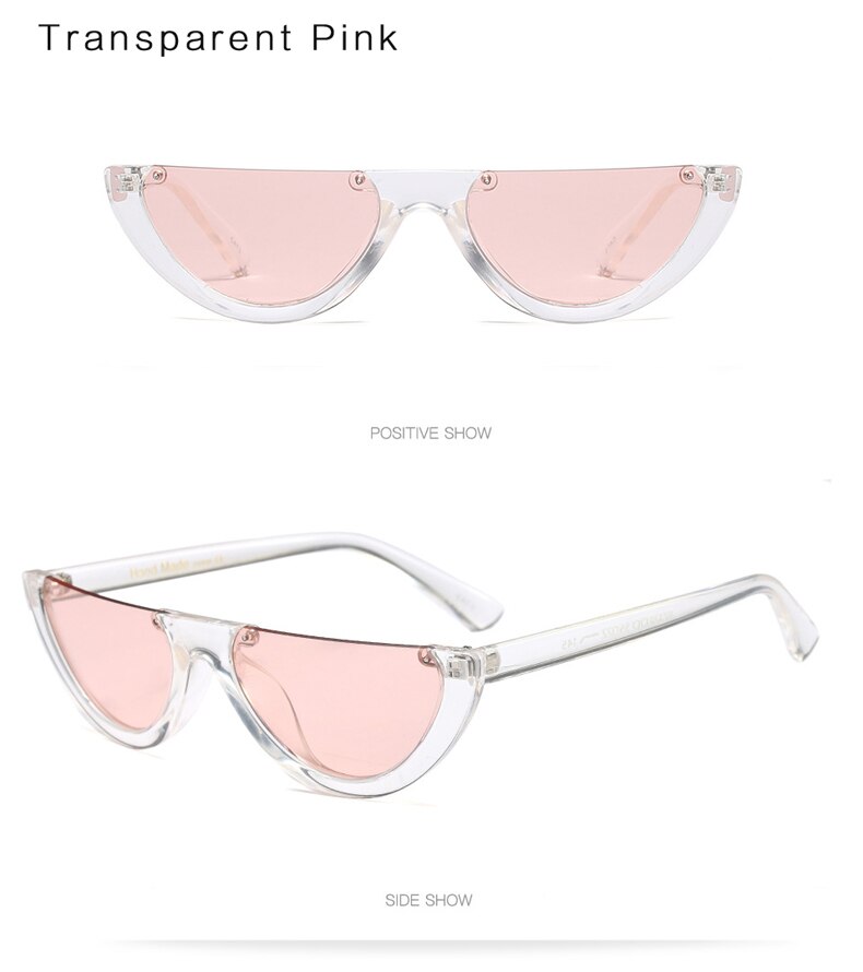 Half Frame Unieke Vrouwen Zonnebril Mode Vrouwelijke Shades Transparant Clear Zwart Rood Óculos Zonnebril Dames: Pink