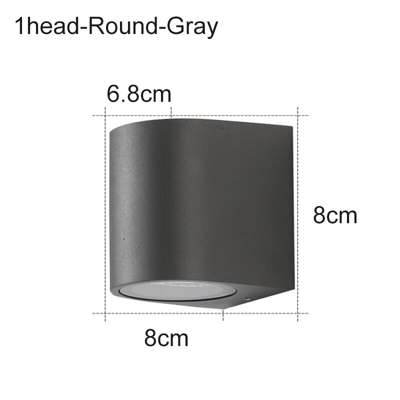 IP65 Waterproof GU10 indoor outdoor Led wall lights up down Led Wall Lamp Surface Mounted Cube Garden Porch Light ZBW0004: 1head-Round-Gray / GU10-3000K(3W)