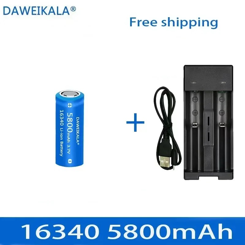 5800 mah genopladelige 3.7v li-ion batterier 16340  cr123a til led-lommelygte vægoplader, rejse til 16340 cr123a batterier: Lilla