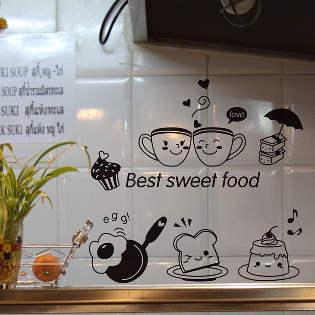 Kitchen Wall Stickers Coffee Sweet Food DIY Wall Art Decal Decoration Oven Dining Hall Wallpapers PVC Wall Sticker