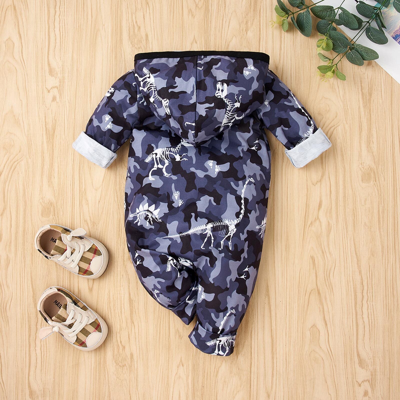 Bata infantil para bebé, niño y niña, de invierno, manga larga, abrigo de camuflaje con cremallera, chaqueta con capucha, pelele, ropa de bebé