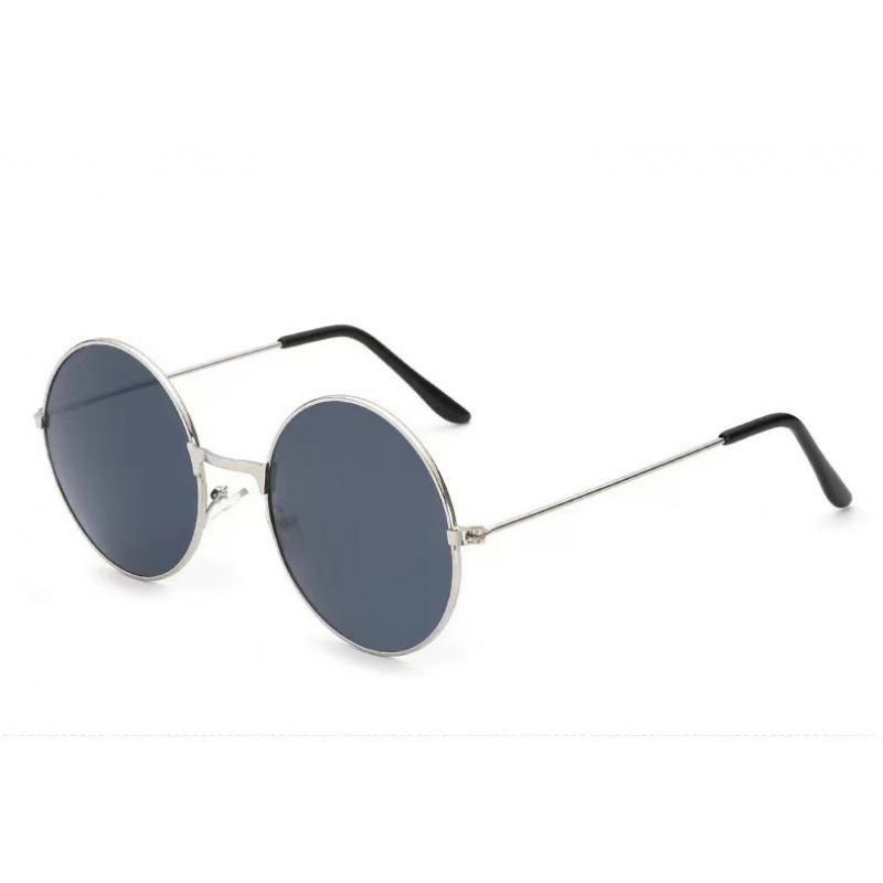 Retro Hippie Round Metal Frame Sunglasses Small Circle Sun Glasses Disco Party Candy Color Lens Eyewear for Women Men: Beige