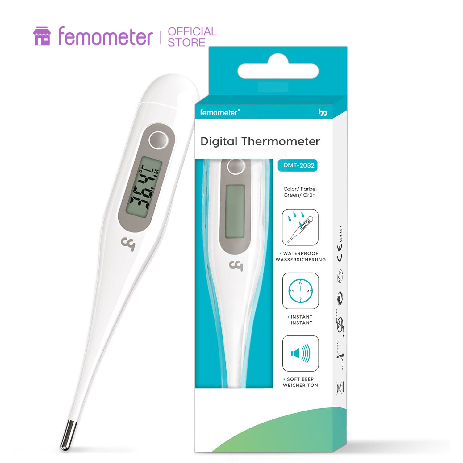 Femometer Digitale Thermometer Waterdicht Orale Thermometers Met Koorts Alert Waterdichte Voor Rectum Oksel