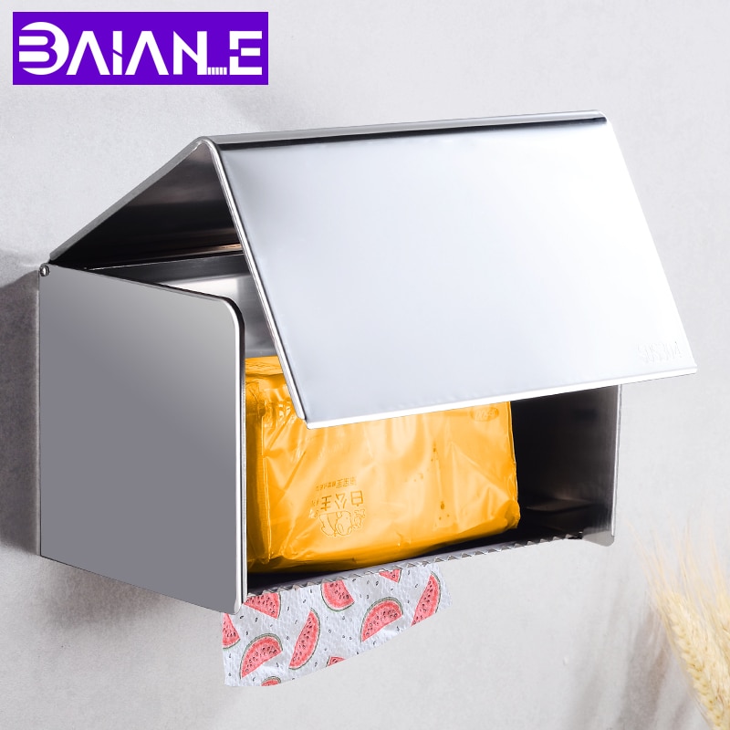 Toalettpappershållare med hylla vattentät rostfritt stål pappershanddukshållare väggmonterad vävnadsrulle pappershållare