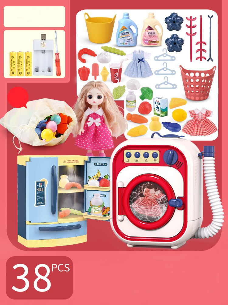 I bambini fingono di giocare a casa Set di giocattoli finta pulizia della casa simulazione lavatrice elettrodomestici lavori domestici Design giocattoli per bambini regalo: 008