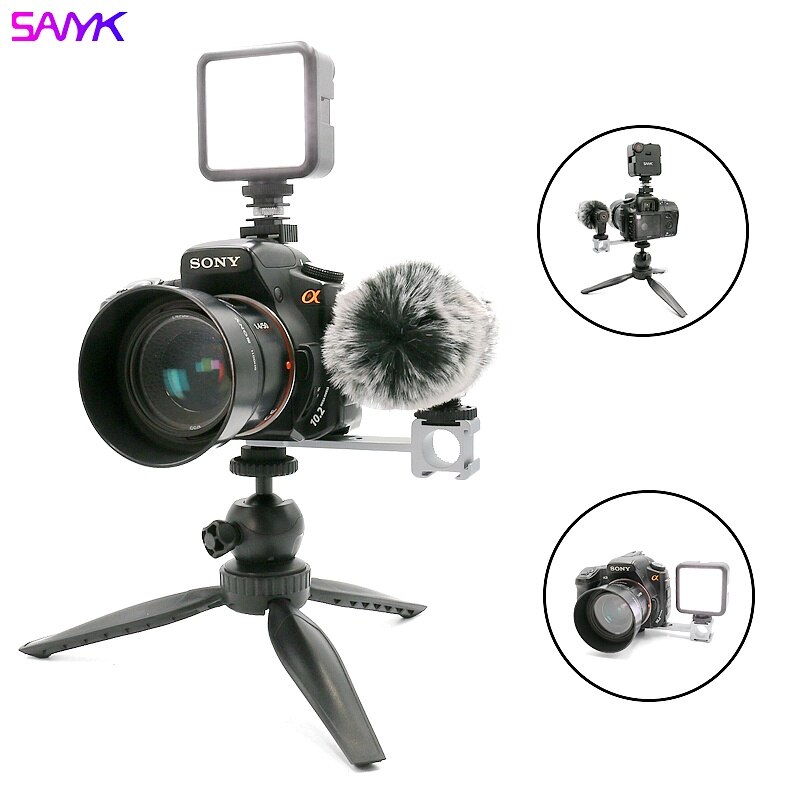 SANYK Mobile Phone Stabilizer Anti-shake Handheld Vlogging Kit Photography Tripod With Microphone Led Light For Video Shooting