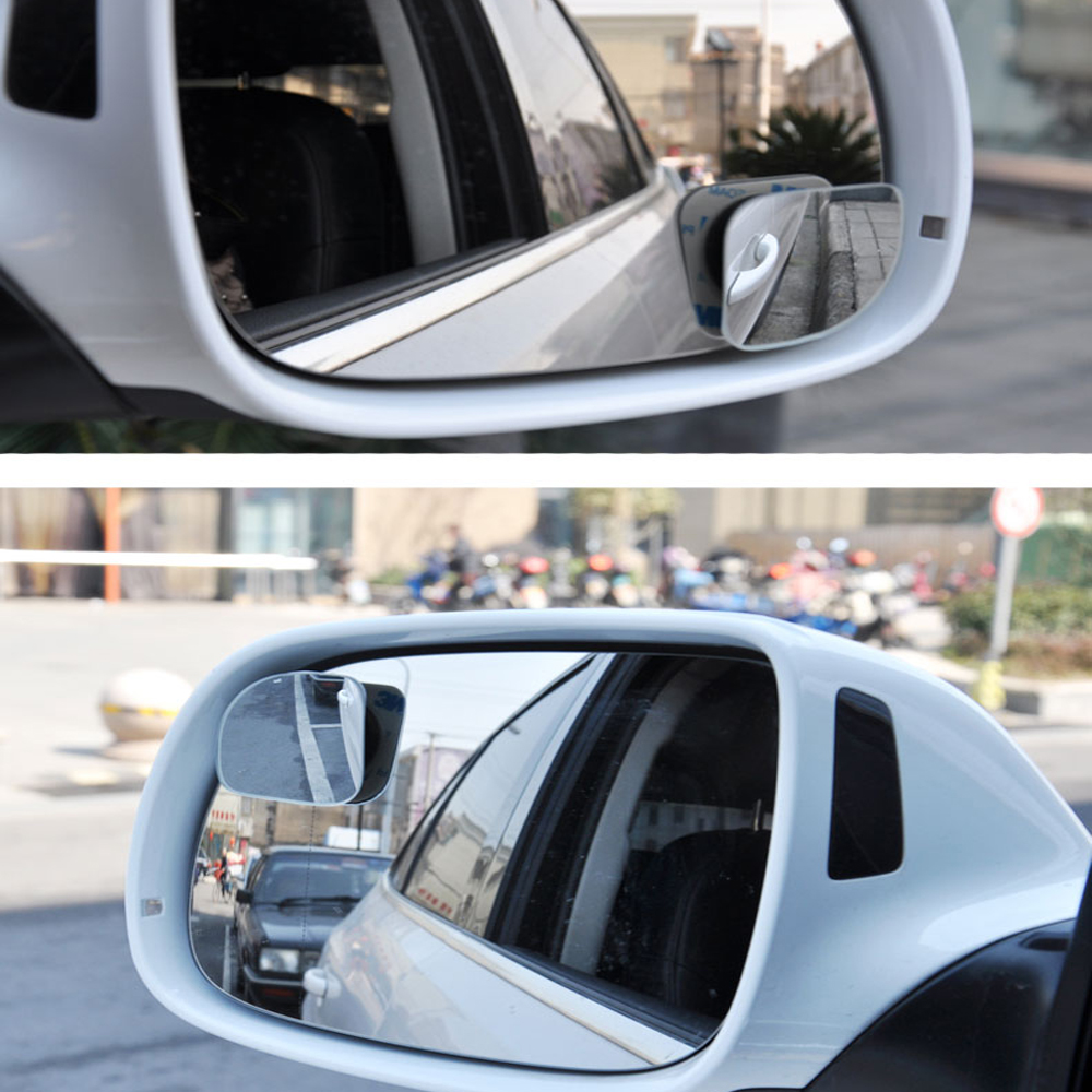 1 paar autospiegel groothoek auto dodehoekspiegels 360 ° Verstelbare extra achteruitkijkspiegels HD frameloze kleine ronde spiegel