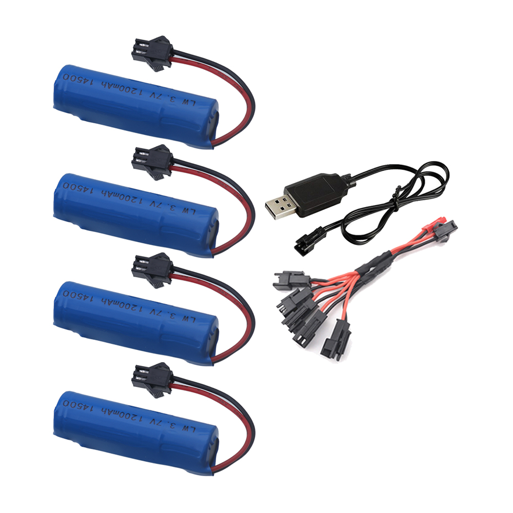 3.7V 1200mAh battery 14500 2S rechargeable battery for remote control toy helicopter train motorcycle 3.7v RC Stunt Car battery: green