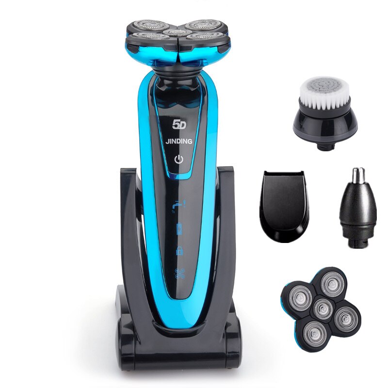 Jinding elektrisk barbermaskin vanntett skjeggtrimmer til hele kroppen, flervalgs-barbermaskin, elektrisk barberhøvel: Blå -2