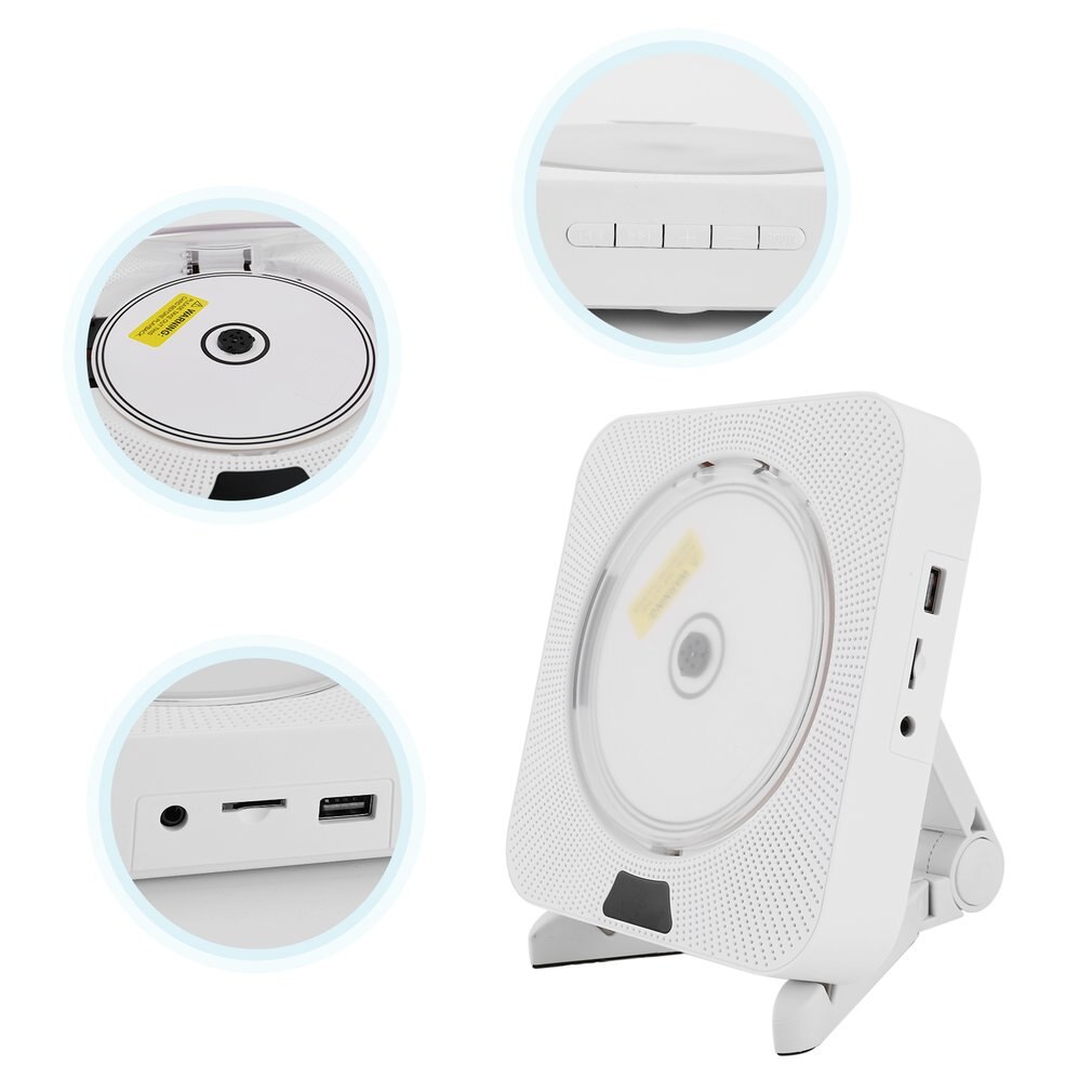 Portable Wall-mounted CD Music Player Home Audio Boombox With Remote Control FM Radio Built-in HiFi Speaker