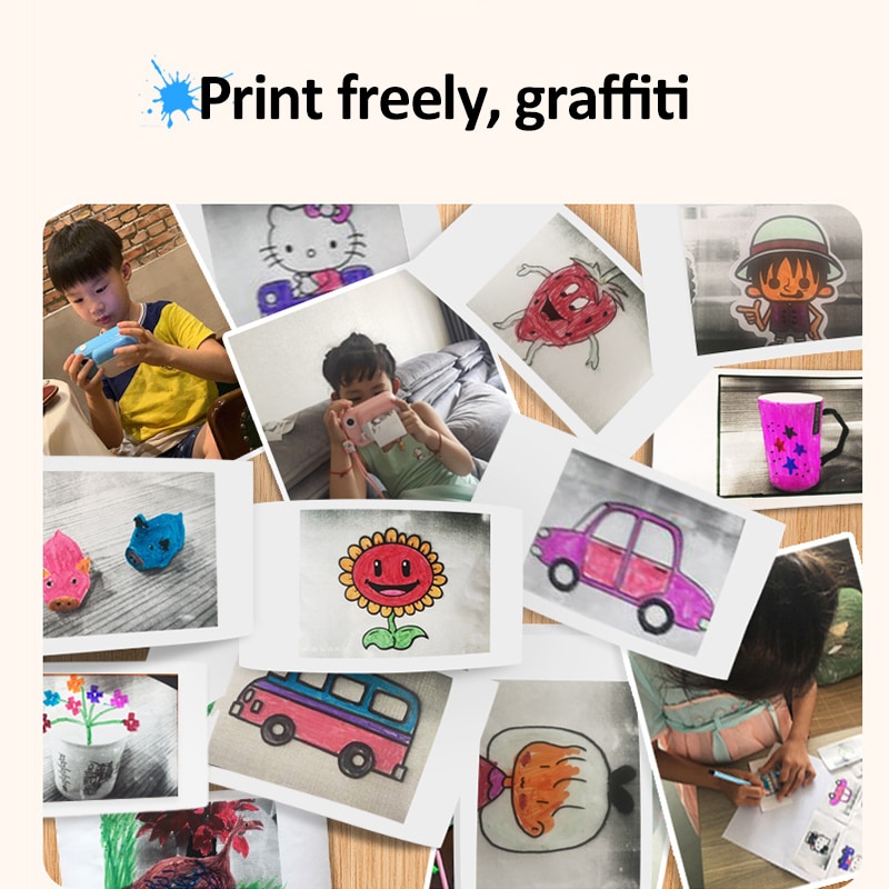 Instant Print Camera Children Mini Camera 1080P Photo Video Digital Camera For Kids Christmas Birthday For Child