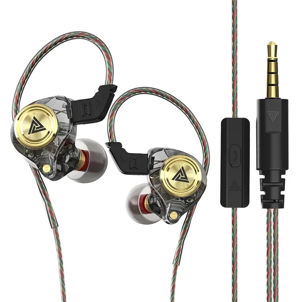Qkz ak3 le fone de ouvido com fio com microfone alta fidelidade monitor música baixo fones com cancelamento ruído para esporte jogos: Vermelho