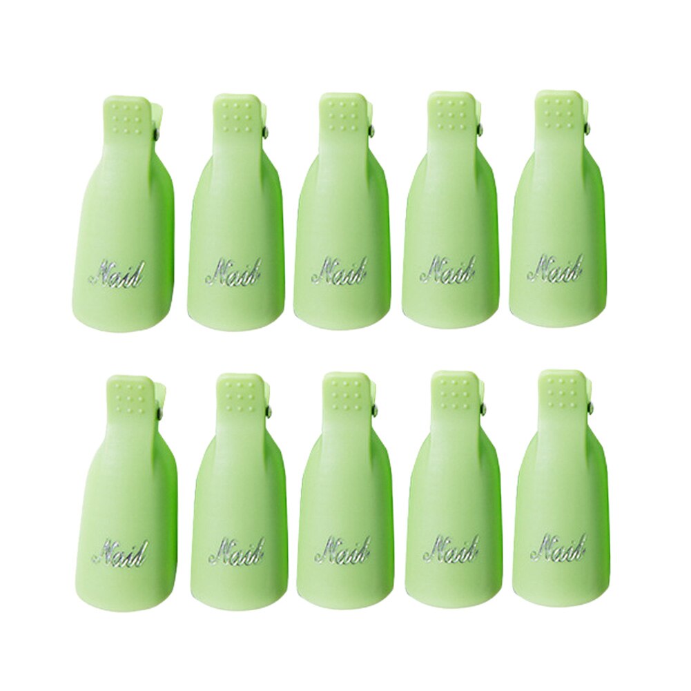 10pcs Foot Nail Polish Remover Plastic Toenail Clipper UV Gel Nail Tips Tool Resurrection Clip Cap for Women: green