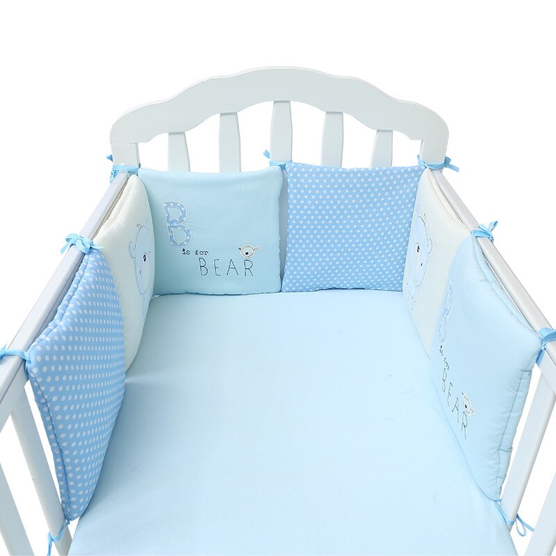 Paraurti bambino Cuscino Del Bambino Presepe Paraurti Cotone Organico Presepe Pad Paraurti Cuscino Della Ragazza del Ragazzo Scuola Materna Culla Camera Da Letto Del Bambino Set Bambino Del Bambino Letto set: blue bear unisex