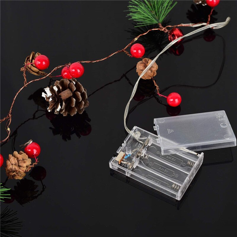 2 pakke julekrans med lys 2m 20 led batteri strømsnor lys juletræ taksigelse boligdekoration fyrremajs guirlande