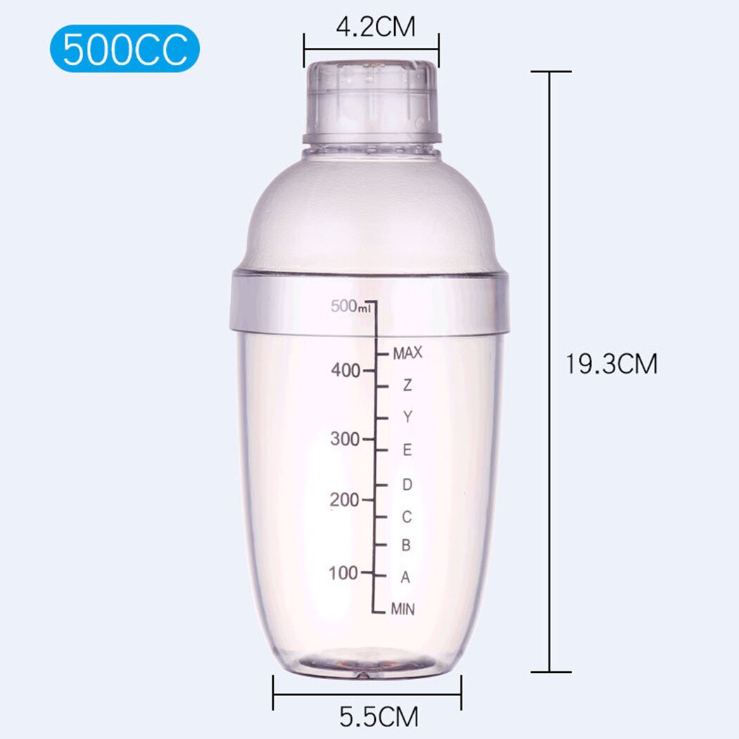 350ml/500ml/700ml/1000ml Wine Shaker Plastic Leak-Proof Cocktail Shaker Bar Shaker Cocktail Shaker Cup With Measurement: 500ml
