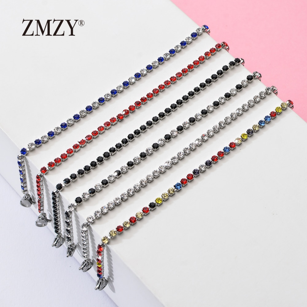 ZMZY 304L Bracelet en acier inoxydable strass brillant cubique zircone Tennis lien Bracelets pour femmes bijoux de mariage