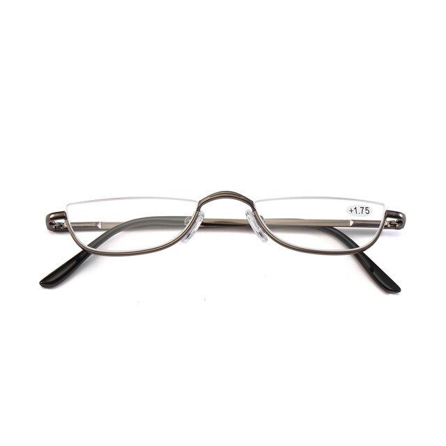 Begreat Half Frame Metalen Leesbril Mannen Presbyope Bril Vrouwen Bril Unisex Brillen Очки Для Чтения Ultralight Clear: +150 / grey