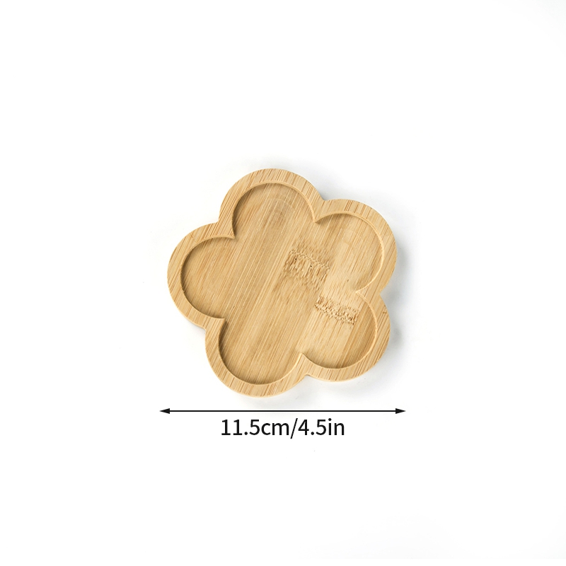 Bandeja de bambú de madera para cocina, plato de posavasos de postre, platos de mano, maceta de flores, bandejas decorativas, accesorios de decoración para fotos: Gris claro