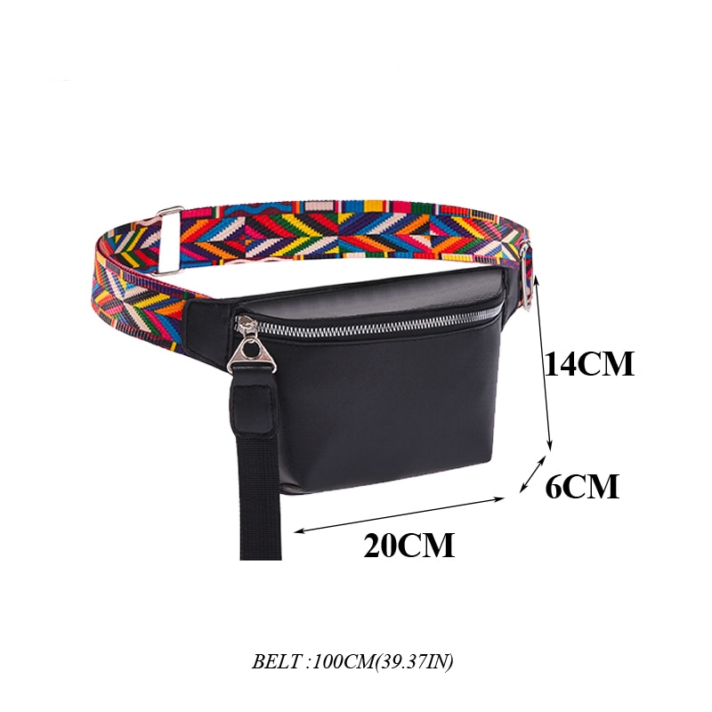 Sac de taille pour femmes en cuir PU Fanny Pack bohème ceinture sac femmes téléphone pochette décontracté noir poitrine sacs filles épaule