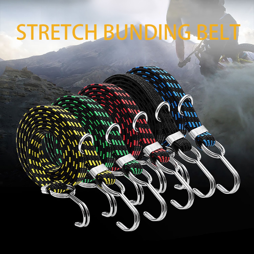 Luggage Tied Rope Stacking Banding Elastic Cord Strap For Motorcycle Bicycle Cargo Racks Strap Tie Fixed Band Hook Black