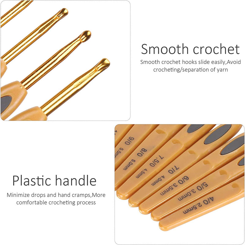 8Pcs/Set 2.5-6.0mm Crochet Hooks Aluminum Ergonomic Knitting Needle Hook Crochet Hook Knitting Needles for Crocheting Yarn Craft