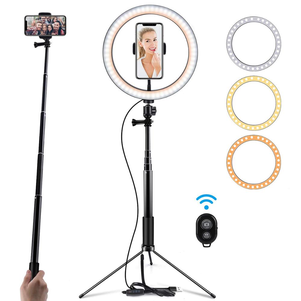 6/8/10 "support de lumière annulaire Photo Studio lampe ronde LED Photo Dimmable photographie Selfie anneau lumière de remplissage avec trépied