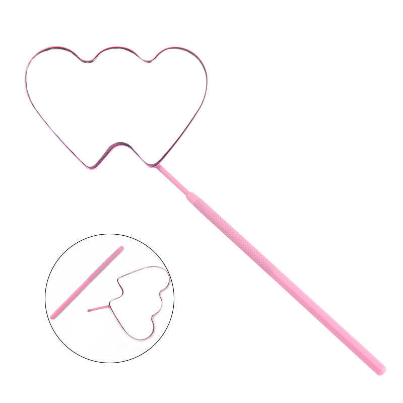 1pcs Stainless Steel Eyelash Checking Mirror Double Heart Shaped Magnifying Inspect Makeup Mirror Lash Extension Beauty Tools: Ivory