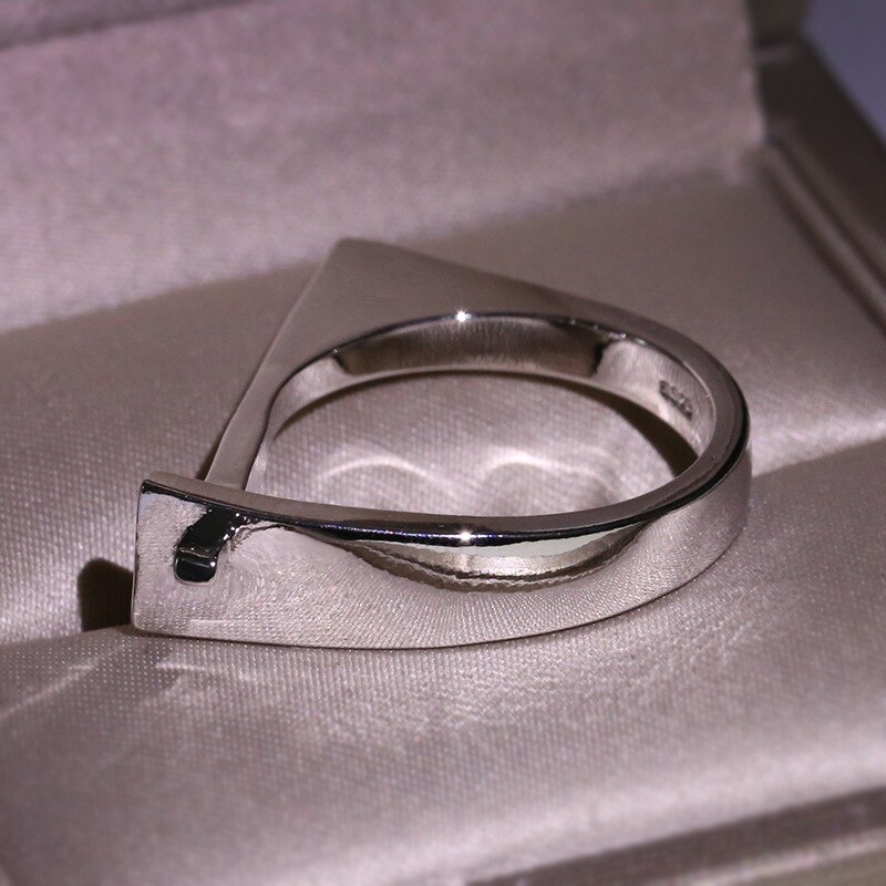 Milangirl anneau de zircon blanc vague authentique géométrique amour réglable bagues pour les femmes bijoux de fiançailles de mariage