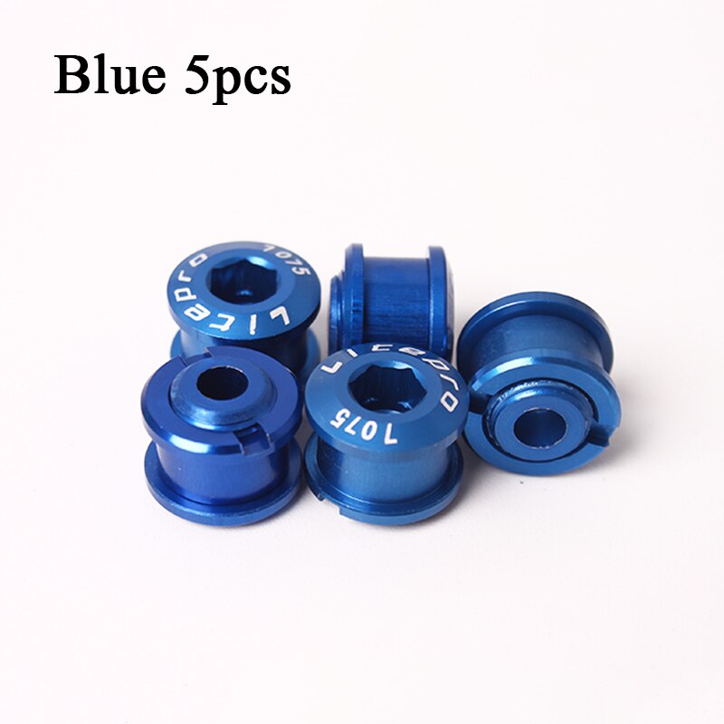 Litepro 4/5Pcs Mtb Kettingblad Bouten Aluminium Single Speed Disc Super Licht Kettingwiel Schroeven Voor Road Mountain fiets Crank: 5PCS-Blue-6.5mm
