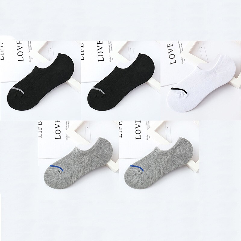 Calcetines náuticos Unisex para hombre y mujer, calcetín Invisible antideslizante de silicona, corte bajo, para primavera, verano y otoño, 5 pares, Size35-42: R multi color